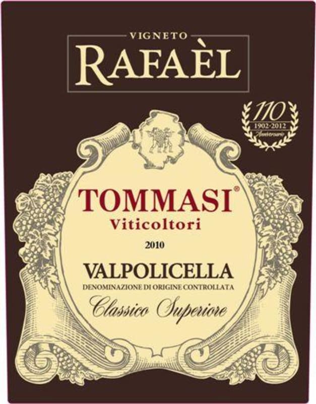 Tommasi Valpolicella Classico Superiore Rafael 2010 Front Label