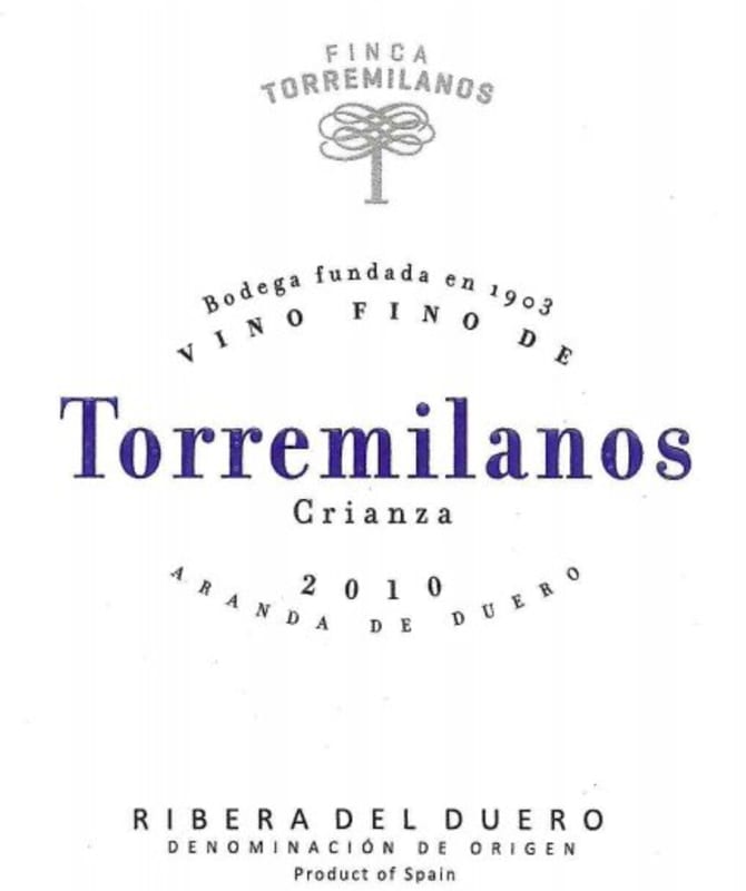 Penalba Lopez Ribera del Duero Crianza Torremilanos 2010 Front Label