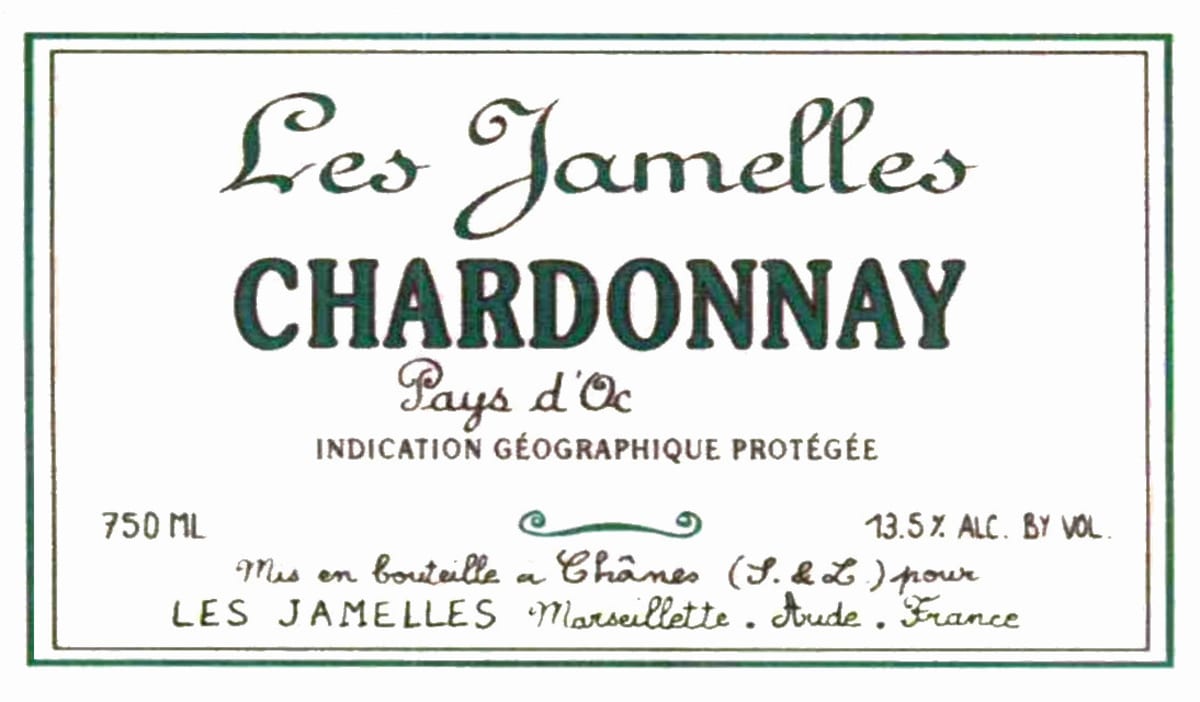 Les Jamelles Vins de Pays D'Oc Chardonnay 2010 Front Label