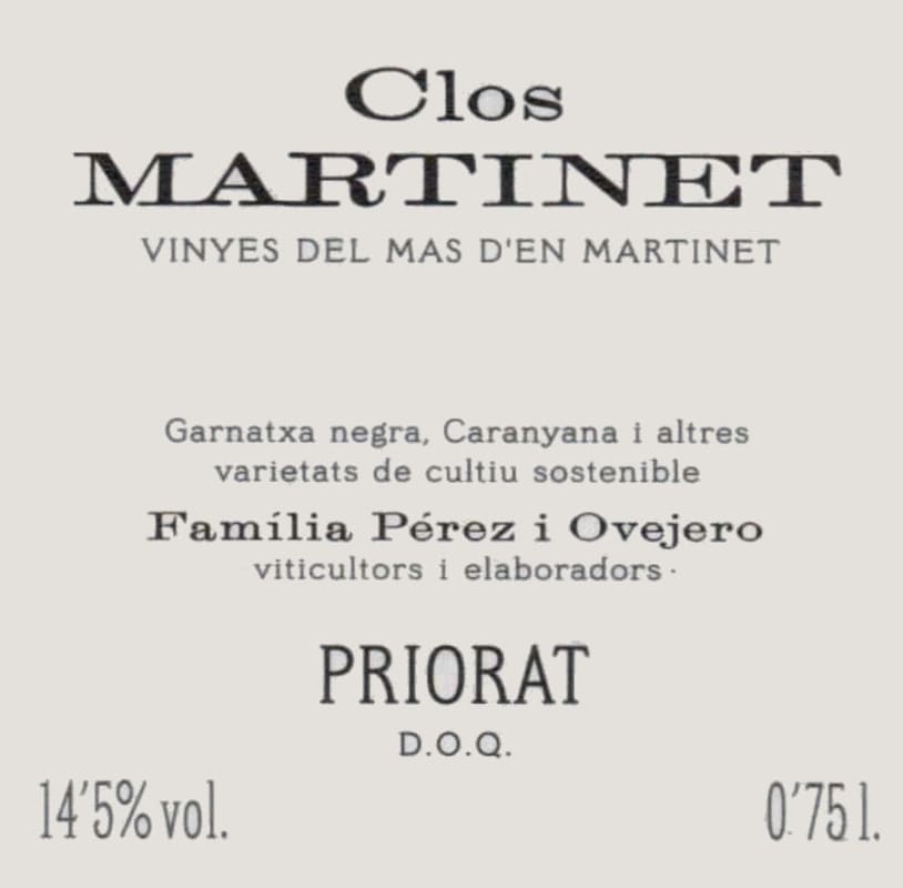 Clos Martinet Priorat 2010 Front Label