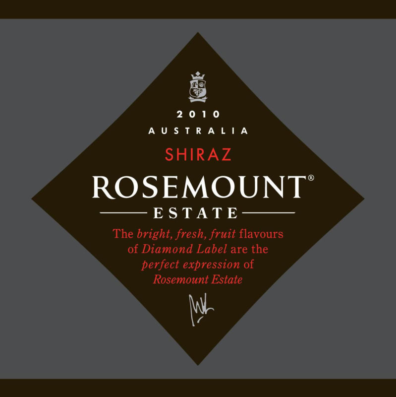 Rosemount Diamond Shiraz 2010 Front Label