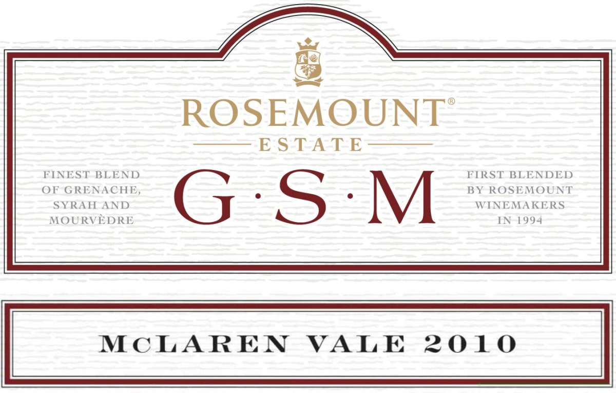 Rosemount G.S.M. Grenache Syrah Mouvedre 2010 Front Label
