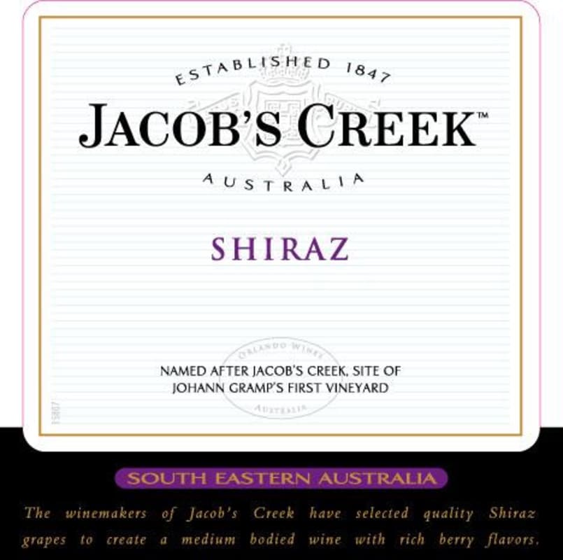 Jacob's Creek Shiraz 2010 Front Label