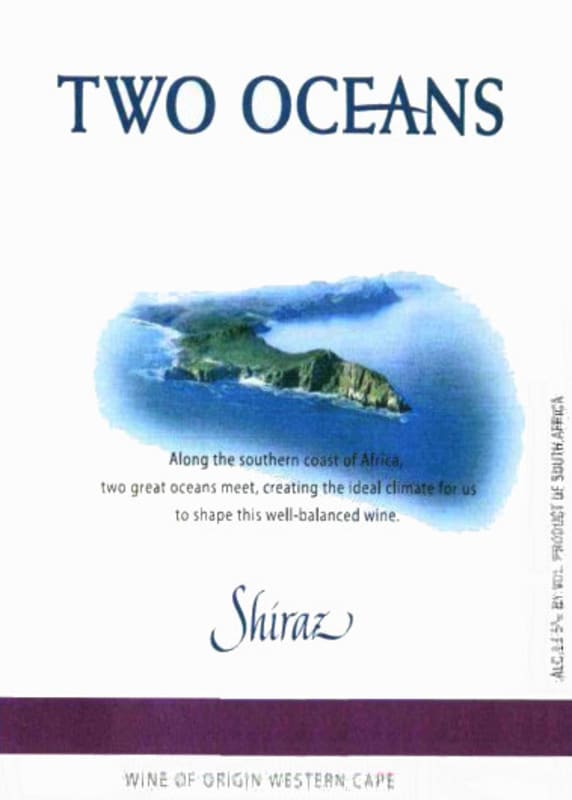 Two Oceans Shiraz 2010 Front Label