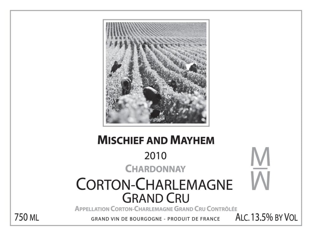 Mischief and Mayhem Corton-Charlemagne Grand Cru 2010 Front Label