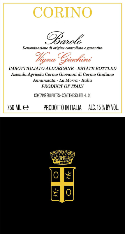 Giovanni Corino Barolo Vigna Giachini 2010 Front Label