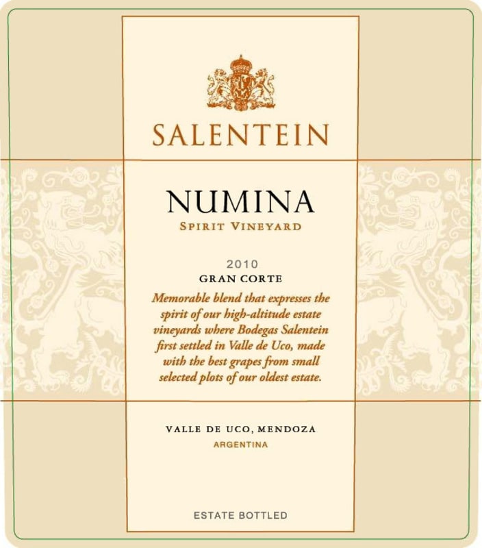 Salentein Numina Spirit Vineyard Gran Corte 2010 Front Label