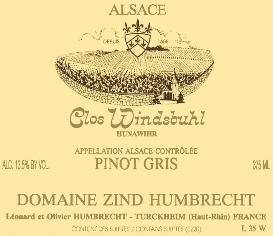 Zind-Humbrecht Clos Windsbuhl Pinot Gris 2010 Front Label