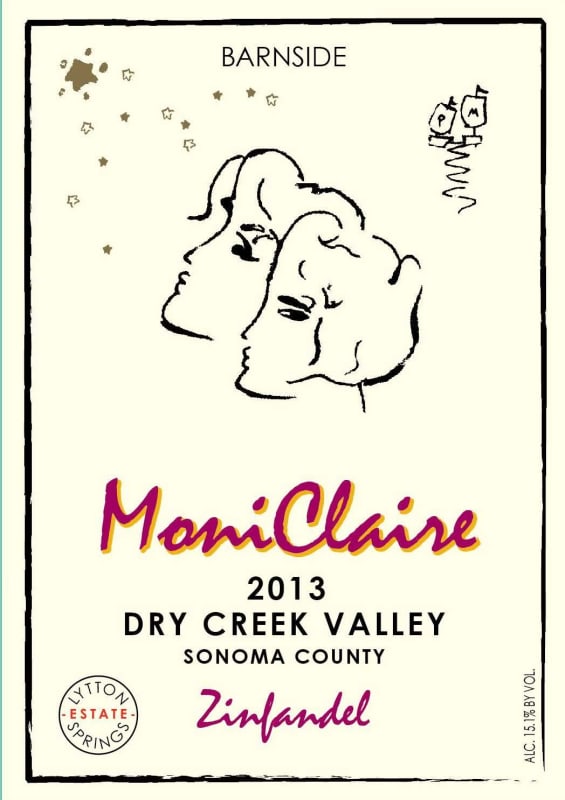 MoniClaire Vineyards Barnside Zinfandel 2013 Front Label
