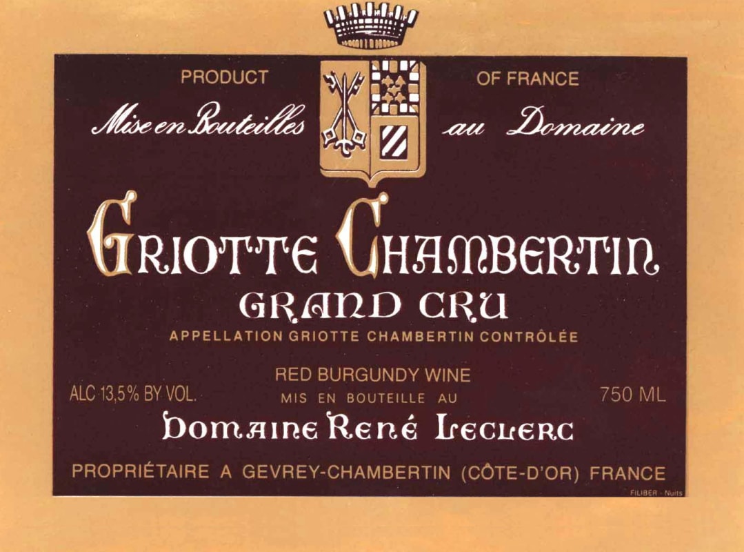 Rene Leclerc Griottes Chambertin Grand Cru 2010 Front Label