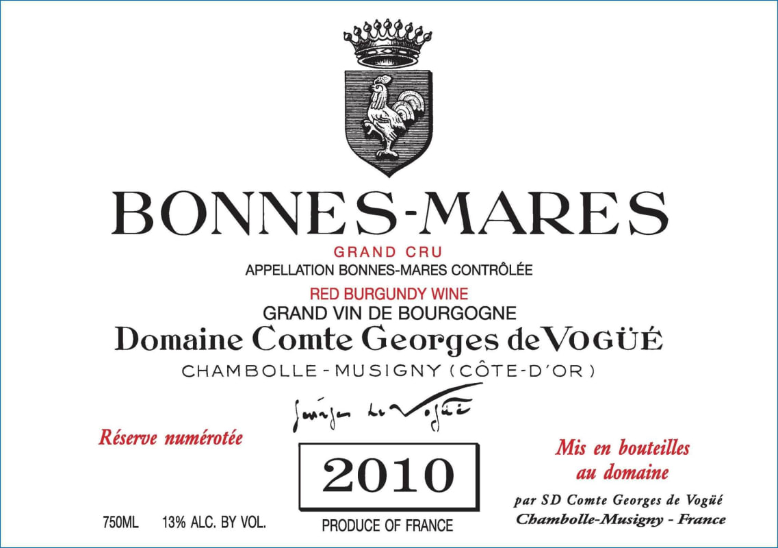 Domaine Comte Georges de Vogue Bonnes-Mares Grand Cru 2010 Front Label
