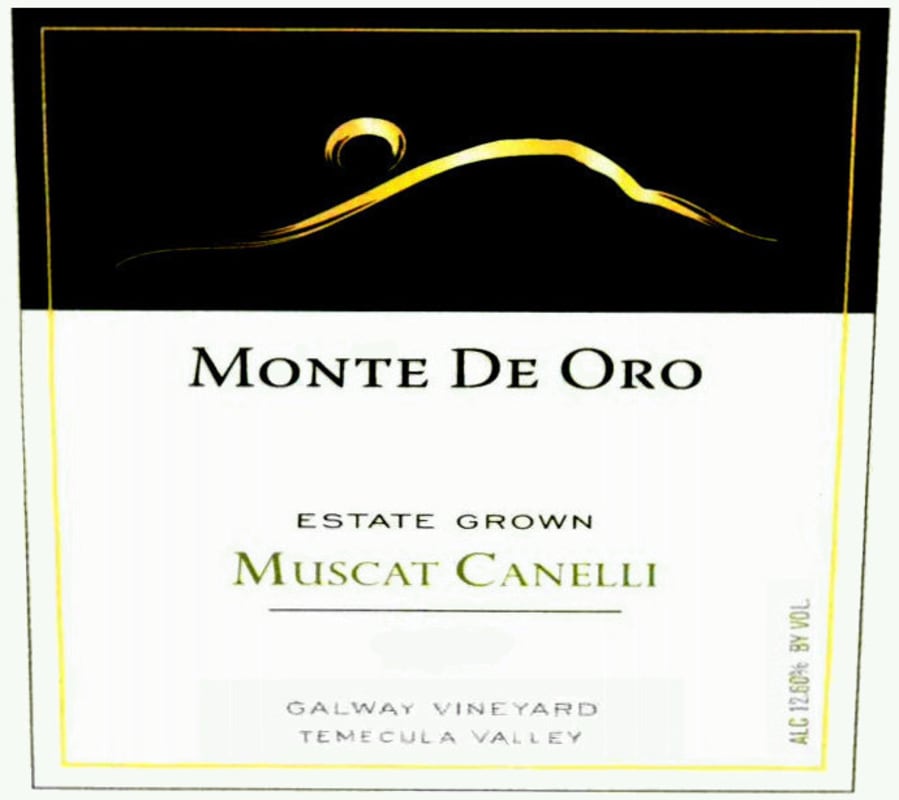 Monte de Oro Galway Vineyard Canelli Muscat 2012 Front Label