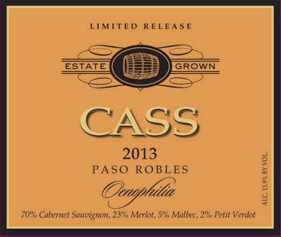 Cass Winery Oenophilia 2013 Front Label