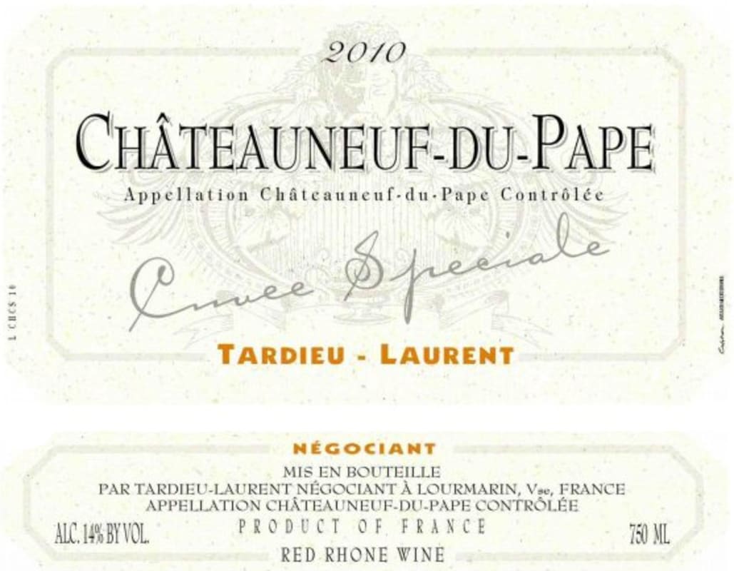 Tardieu-Laurent Chateauneuf-du-Pape Cuvee Speciale 2010 Front Label