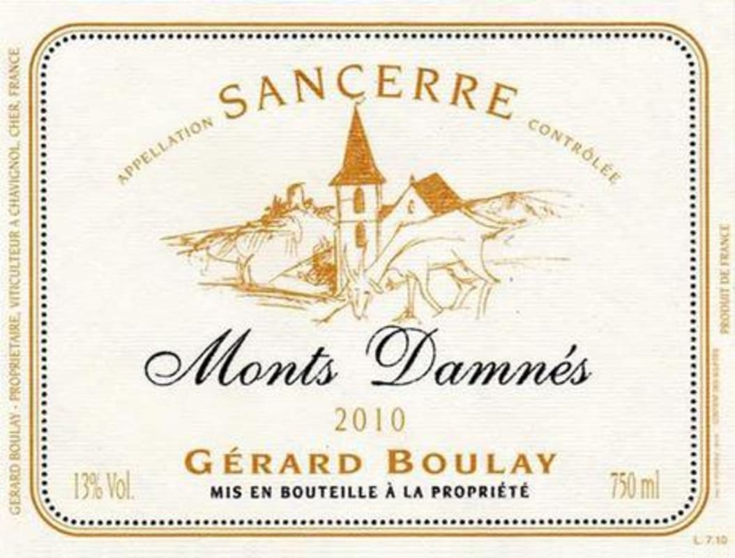 Gerard Boulay Sancerre Monts Damnes 2010 Front Label