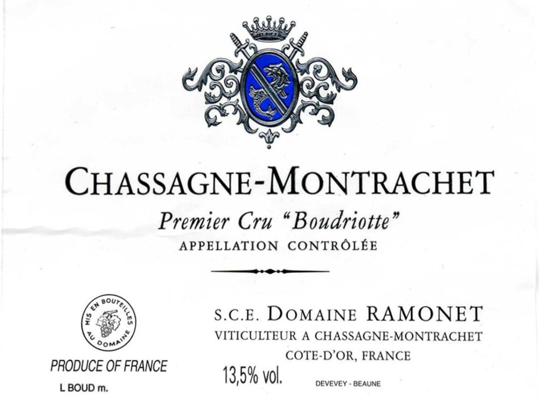 Domaine Jean-Claude Ramonet Chassagne-Montrachet Boudriotte Premier Cru Blanc 2010 Front Label