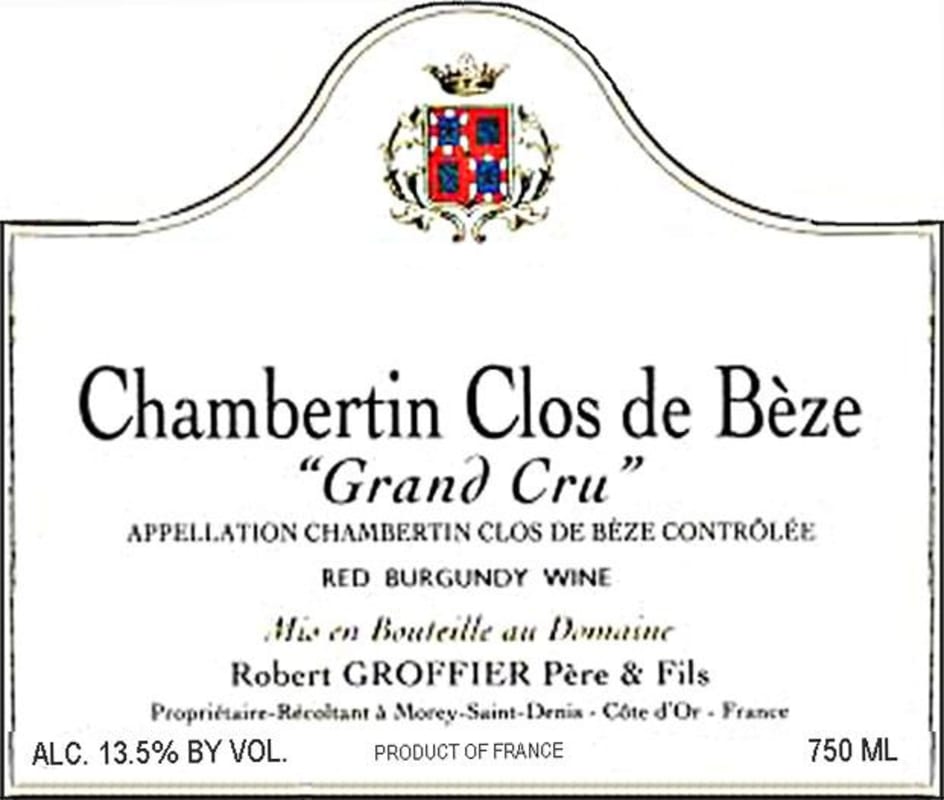 Domaine Robert Groffier Chambertin-Clos de Beze Grand Cru 2010 Front Label