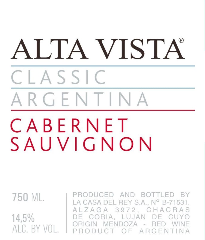 Alta Vista Classic Cabernet Sauvignon 2011 Front Label