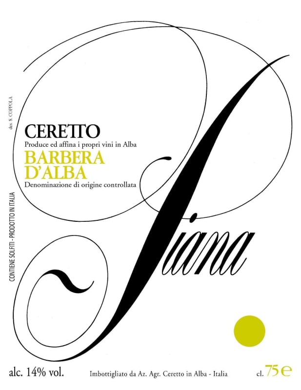 Ceretto Barbera d'Alba Piana 2011 Front Label