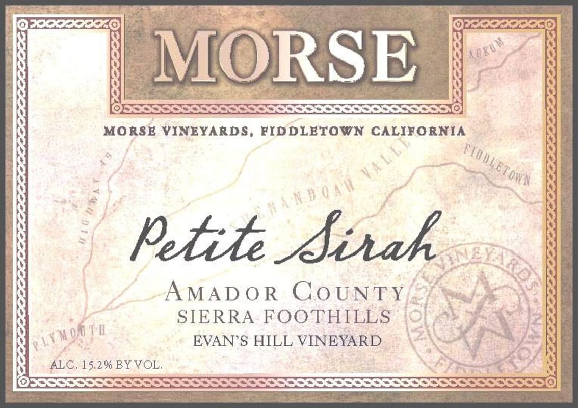 Morse Wines Evans Hill Petite Sirah 2008 Front Label