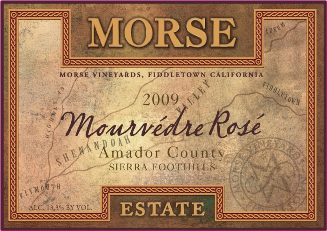 Morse Wines Mourvedre Rose 2009 Front Label