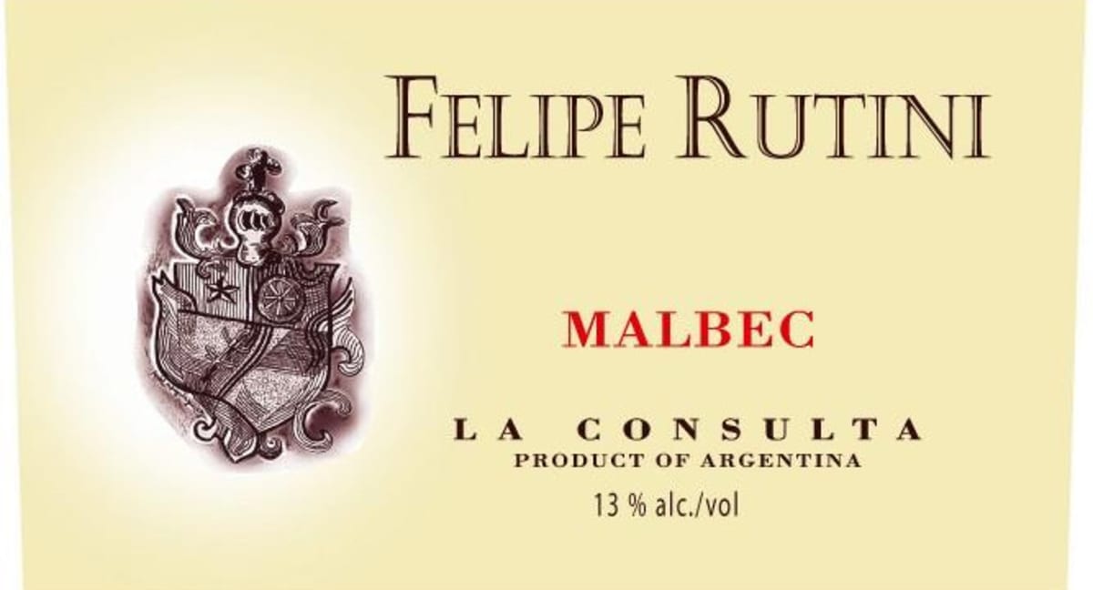 Rutini Malbec 2011 Front Label