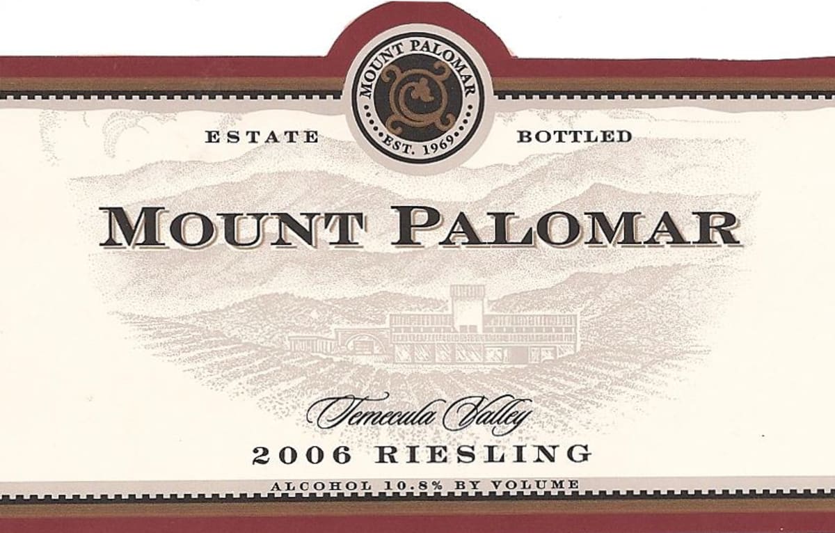 Mount Palomar Winery Riesling 2006 Front Label