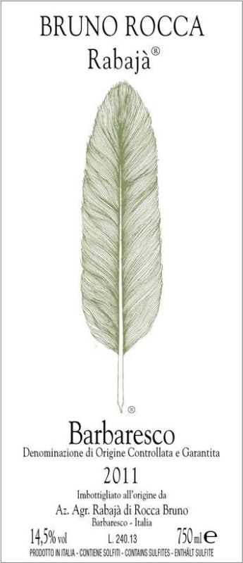 Bruno Rocca Barbaresco Rabaja 2011 Front Label
