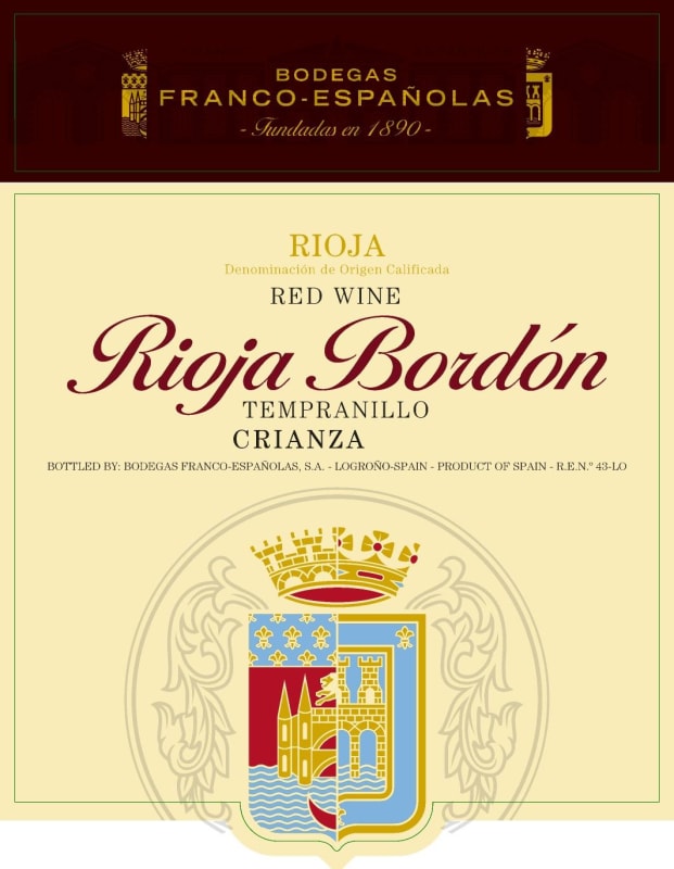 Bodegas Franco-Espanolas Rioja Bordon Crianza 2011 Front Label