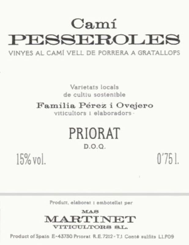 Clos Martinet Cami Pesseroles 2011 Front Label