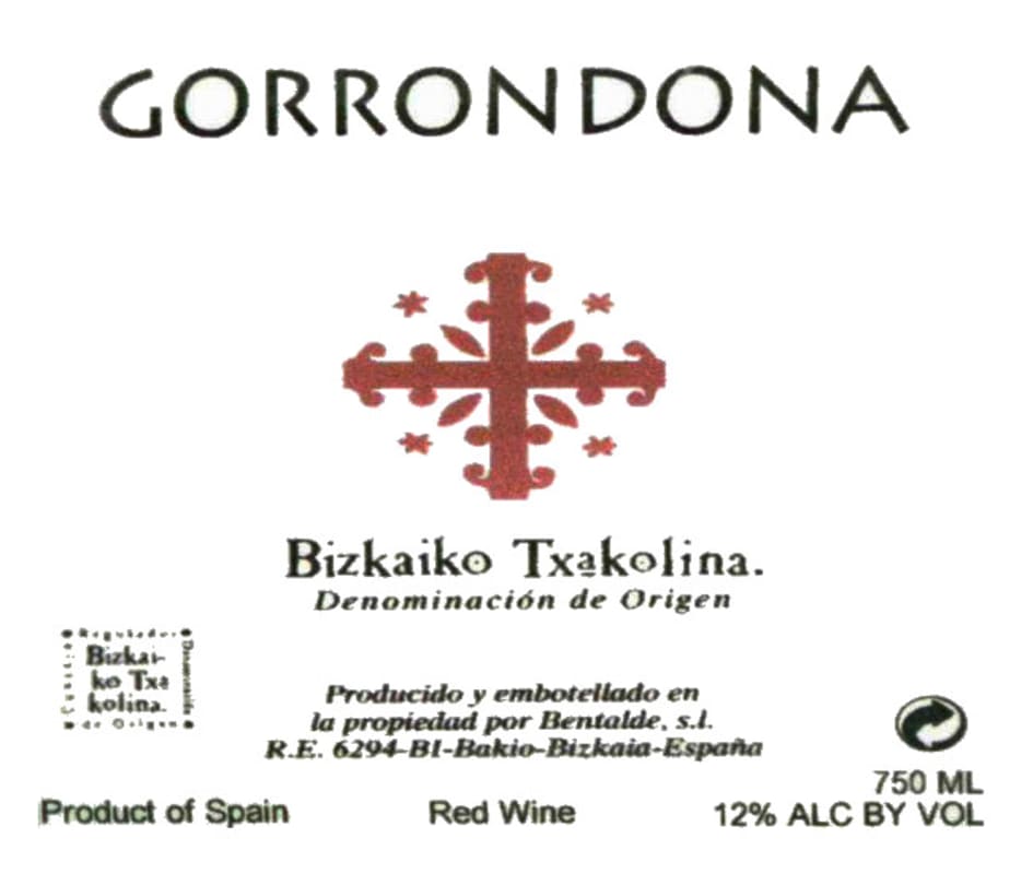 Doniene Gorrondona Bizkaiko Txakolina Tinto 2011 Front Label