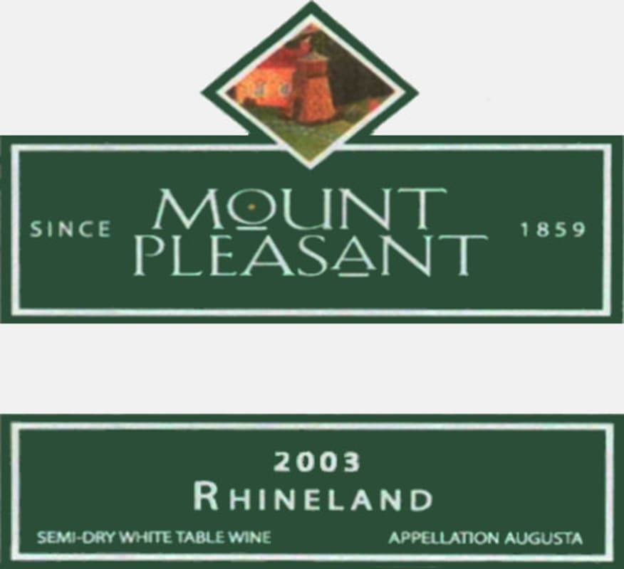 Mount Pleasant Winery Rhineland White 2003 Front Label