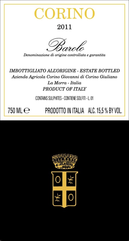 Giovanni Corino Barolo 2011 Front Label