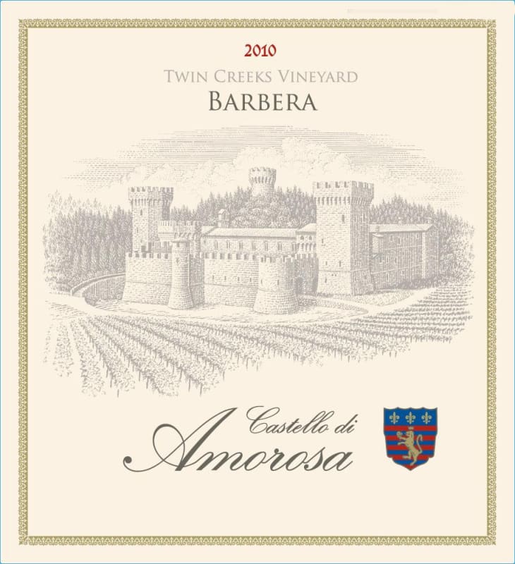 Castello di Amorosa Twin Creek Vineyards Barbera 2010 Front Label