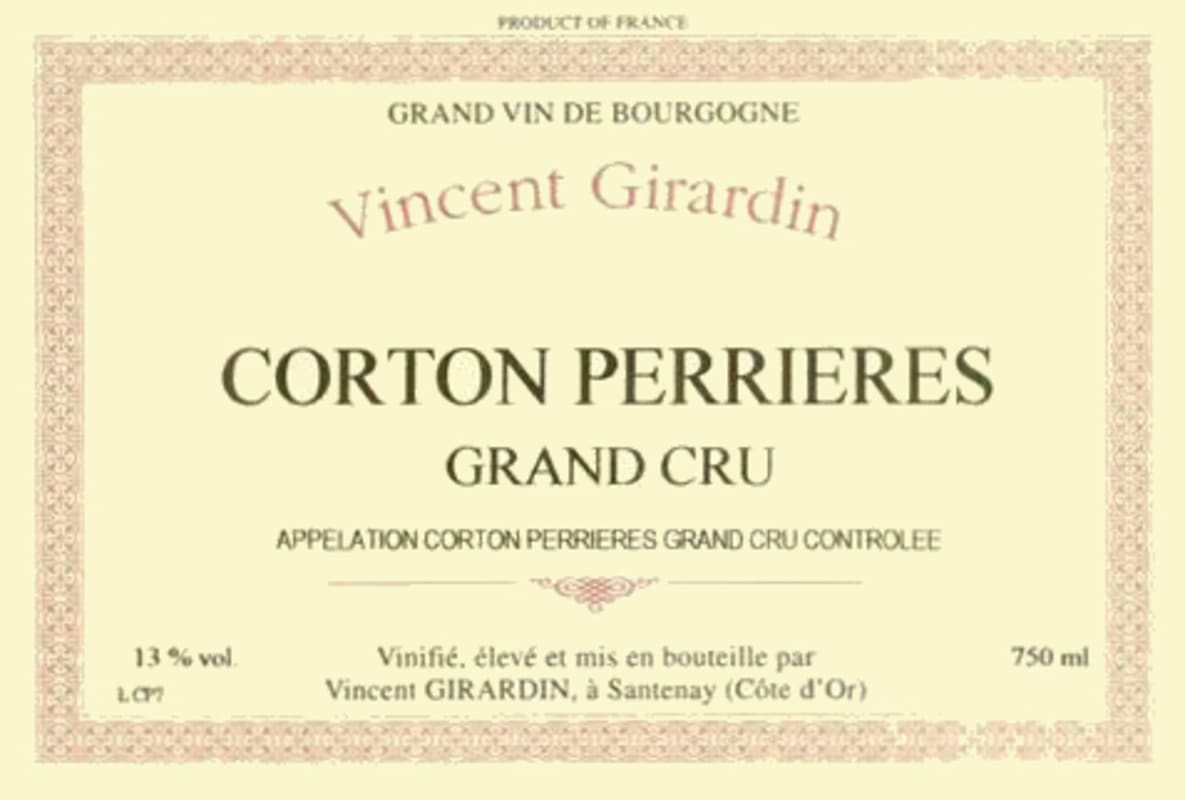 Vincent Girardin Corton Perrieres Grand Cru Rouge 2011 Front Label