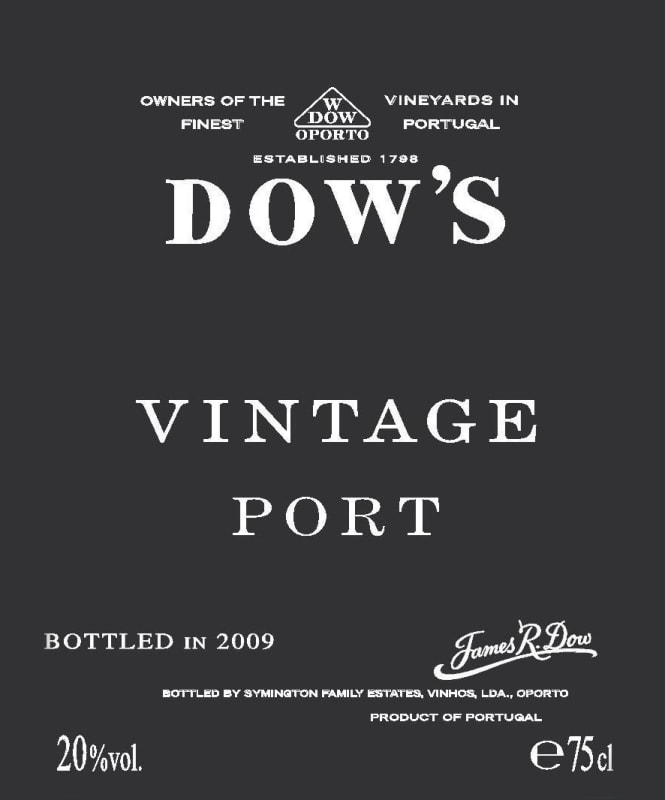 Dow's Vintage Port 2011 Front Label