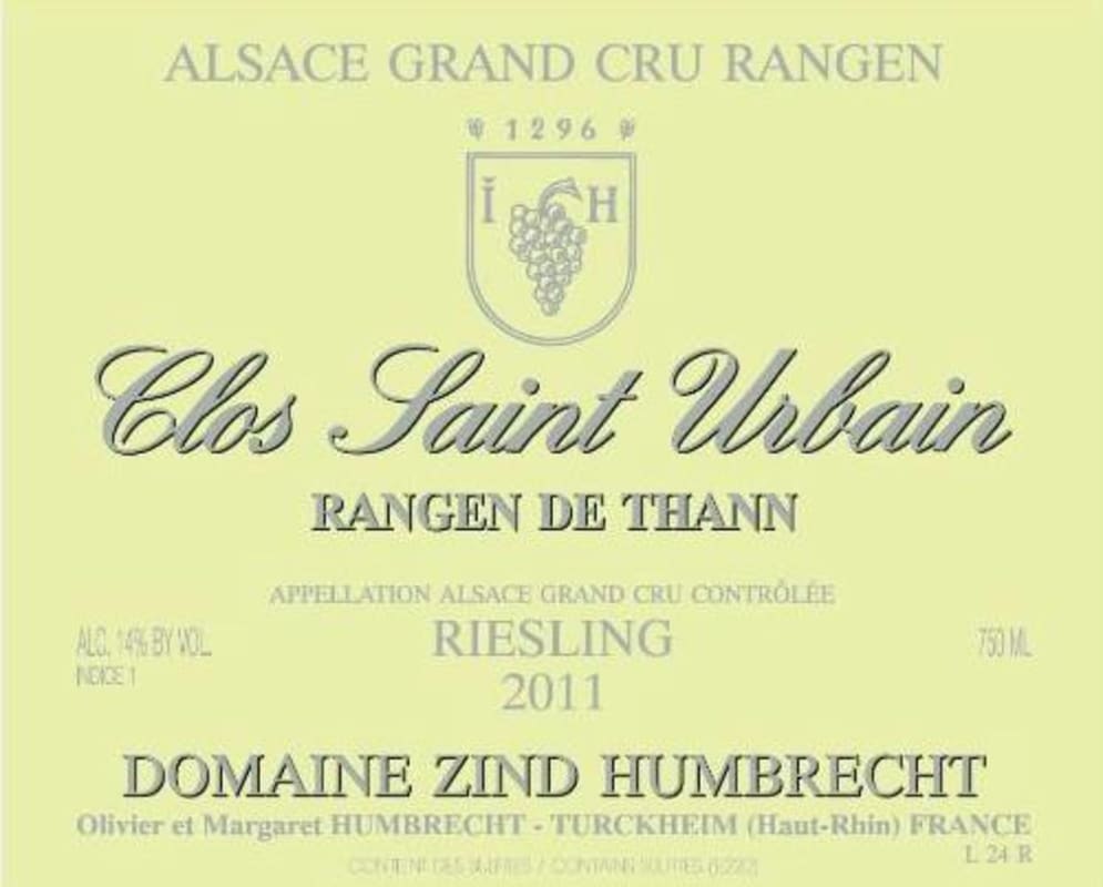 Zind-Humbrecht Rangen de Thann Clos Staint Urbain Grand Cru Riesling 2011 Front Label