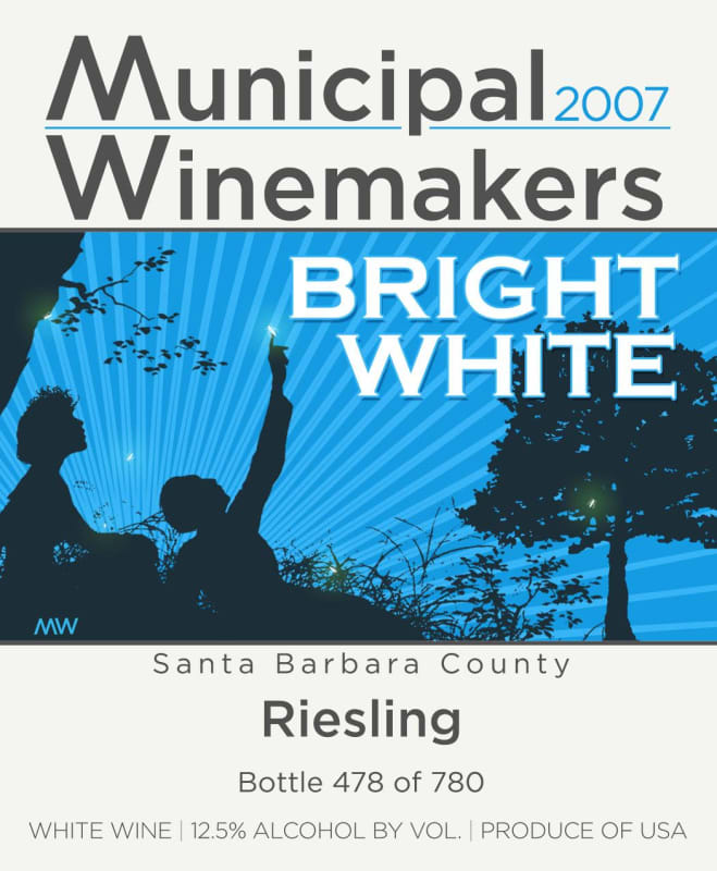 Municipal Winemakers Bright White Rodney's Vineyard Riesling 2007 Front Label