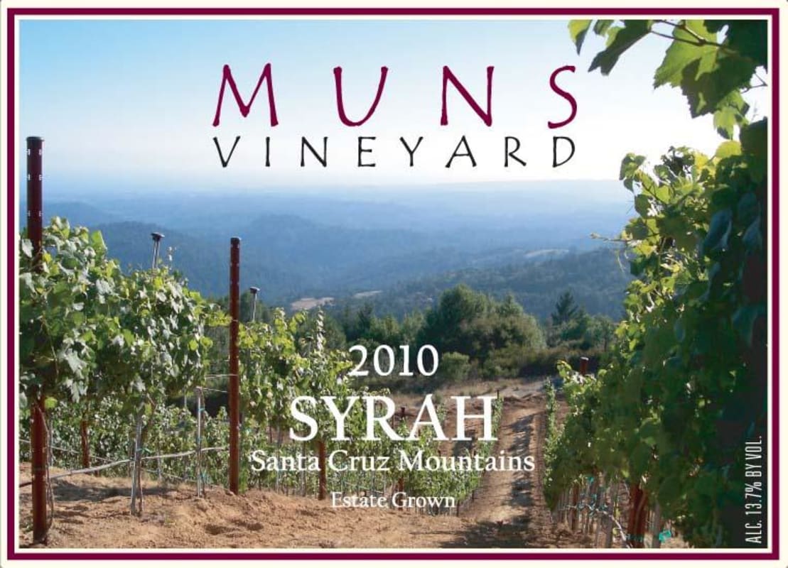 Muns Vineyard Syrah 2010 Front Label