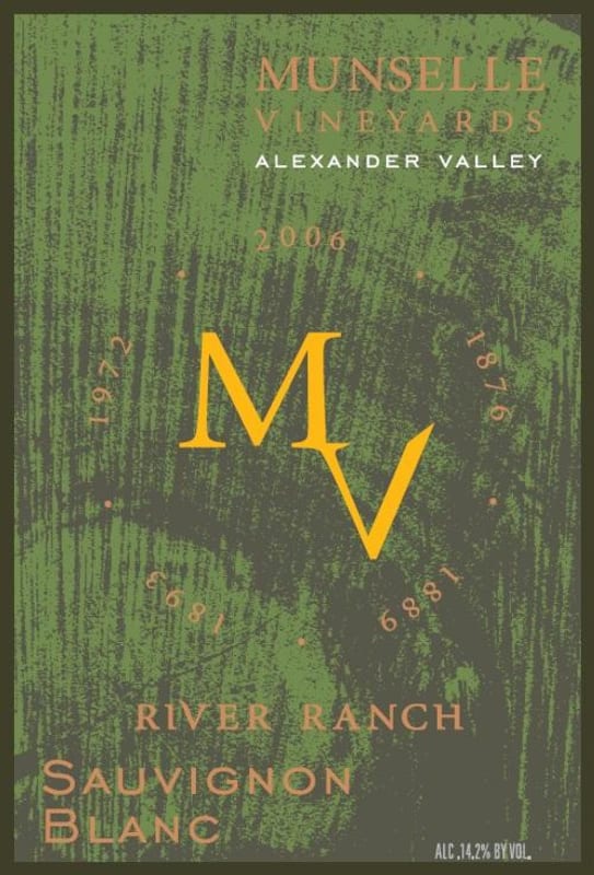 Munselle Vineyards River Ranch Sauvingnon Blanc 2014 Front Label