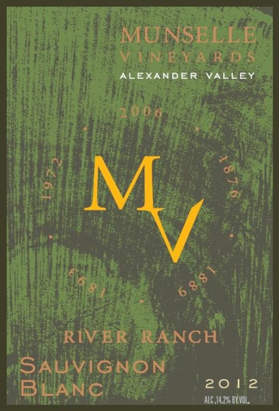 Munselle Vineyards River Ranch Sauvingnon Blanc 2012 Front Label