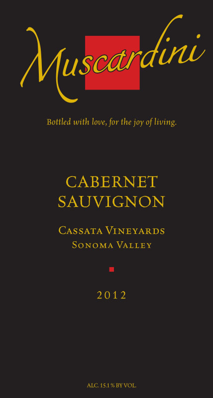 Muscardini Cellars Cassata Vineyard Cabernet Sauvignon 2012 Front Label