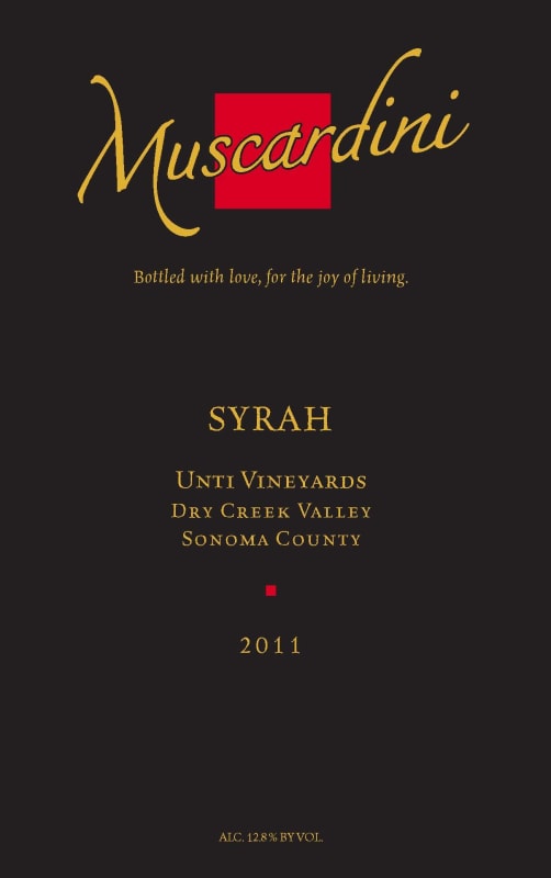 Muscardini Cellars Unti Vineyards Syrah 2011 Front Label