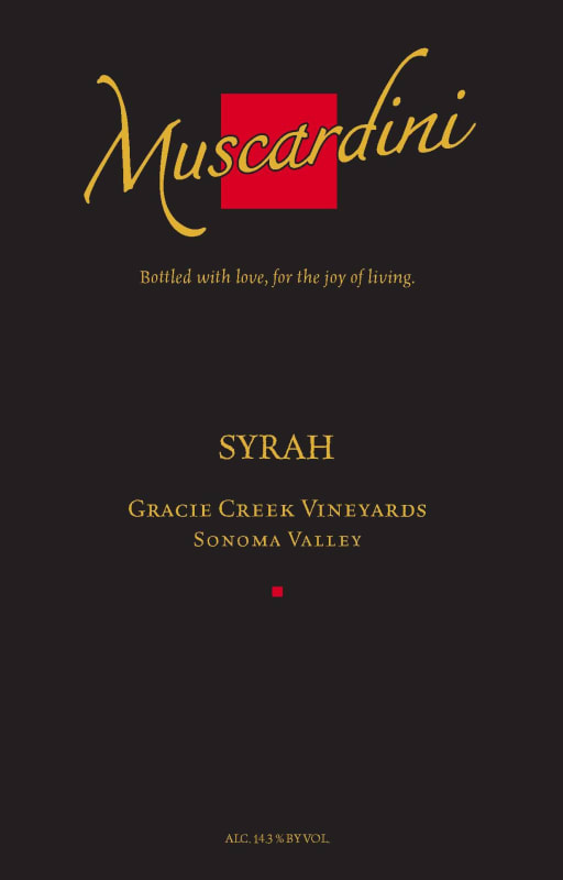 Muscardini Cellars Gracie Vineyards Syrah 2012 Front Label
