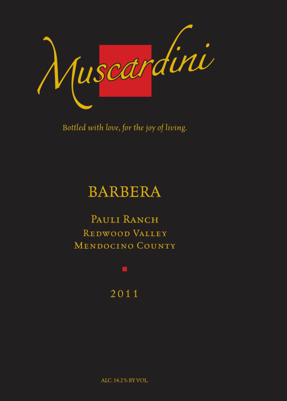 Muscardini Cellars Pauli Ranch Barbera 2011 Front Label