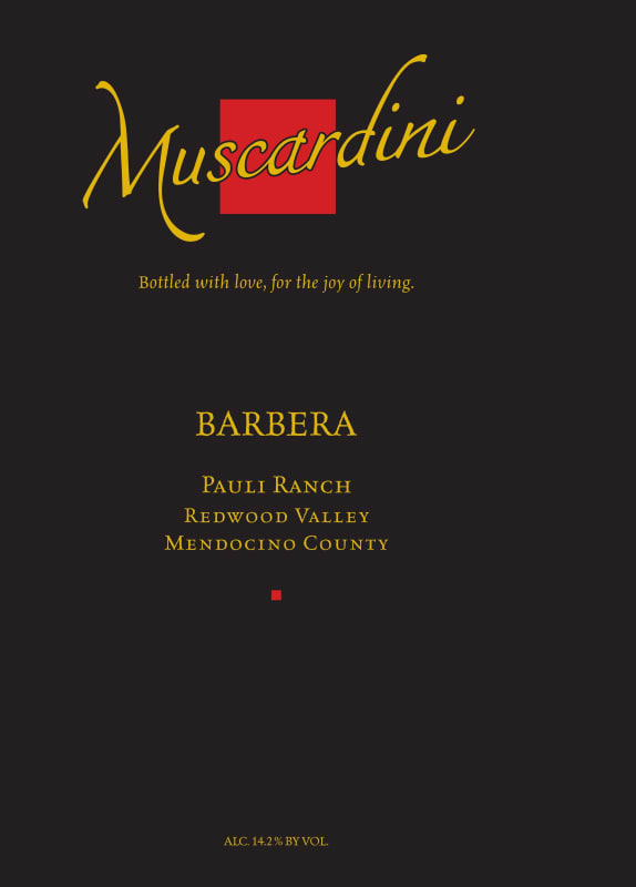 Muscardini Cellars Pauli Ranch Barbera 2012 Front Label