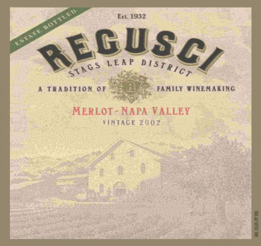 Regusci Winery Merlot 2002 Front Label