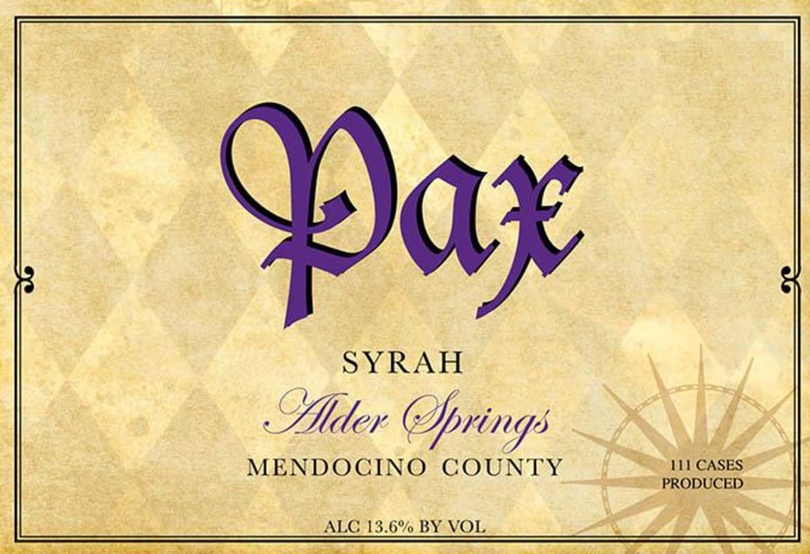 Pax Alder Springs Syrah 2013 Front Label
