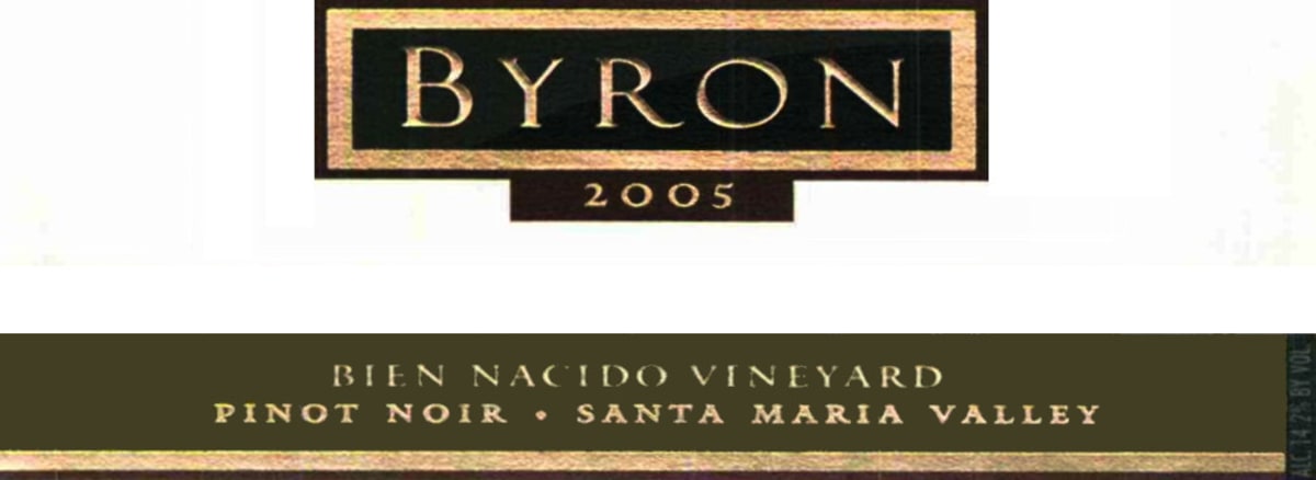 Byron Bien Nacido Vineyard Pinot Noir 2005 Front Label