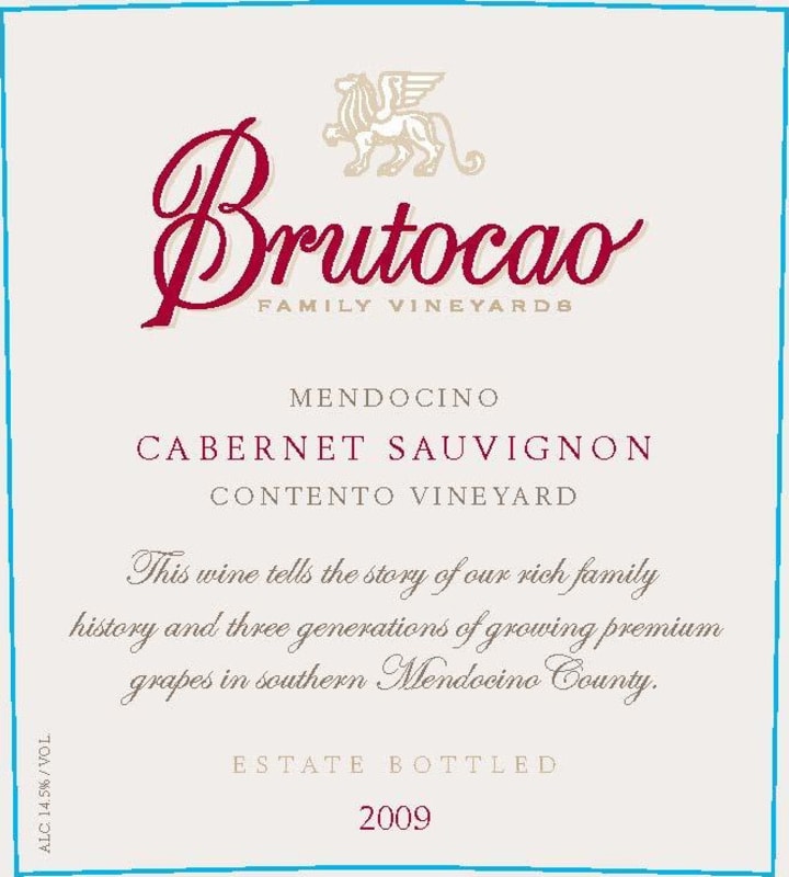 Brutocao Contento Vineyard Cabernet Sauvignon 2009 Front Label